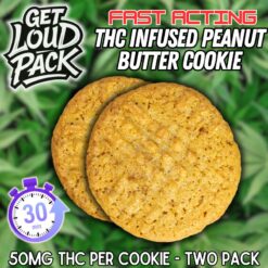 THC Infused Peanut Butter Cookies – 2 Pack (50mg Each)